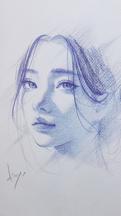 青色鉛筆1本で描いた10分スケッチ